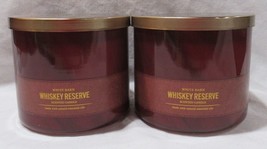 White Barn Bath &amp; Body Works 3-wick Scented Candle Set Lot of 2 WHISKEY RESERVE - £54.66 GBP