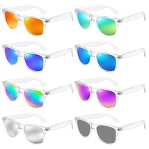 Neon Colors Mirrored Lens Party Favor Supplies Unisex Sunglasses Pack Of 8 (Tran - £22.72 GBP