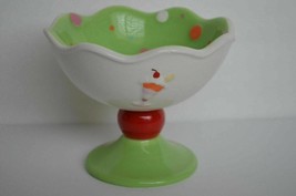 Bella Casa by Ganz Pedestal Dessert Ice Cream Bowl White Green Red Confetti - £14.43 GBP