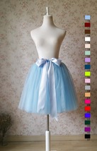 Light Blue Tulle Midi Skirt Outfit A-line Custom Plus Size Ballerina Tulle Skirt image 2