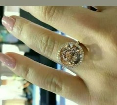 2Ct Round Morganite Diamond Unique Halo Engagement Ring 14K White Gold Plated - £92.16 GBP