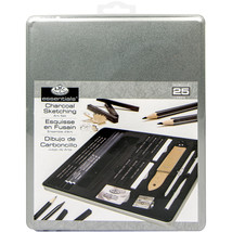 essentials(TM) Medium Charcoal Art Set W/Tin- - £15.44 GBP