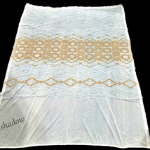 Vintage 70s Curtains Cream Tan BOHO 4 Panels 44x78 Embroidery Lace Voile? Net? - £43.94 GBP