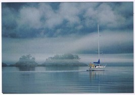 Postcard Pleasure Boat On Lake Early Morning Mist Robin Morton Photo 4.5&quot; x 6.5&quot; - £2.80 GBP