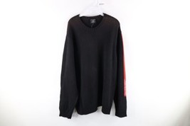 NOS Vtg 90s Ralph Lauren Mens 2XL Spell Out Color Block Knit Dad Sweater Black - £68.12 GBP