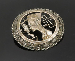 MIDDLE EAST 925 Silver - Vintage Egyptian Queen Nefertiti Brooch Pin - BP7563 - £45.56 GBP