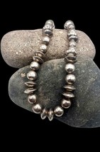 Vintage Signed Mexico Heavy Sterling Ball And Saucer Bead Beaded Necklace - £399.59 GBP