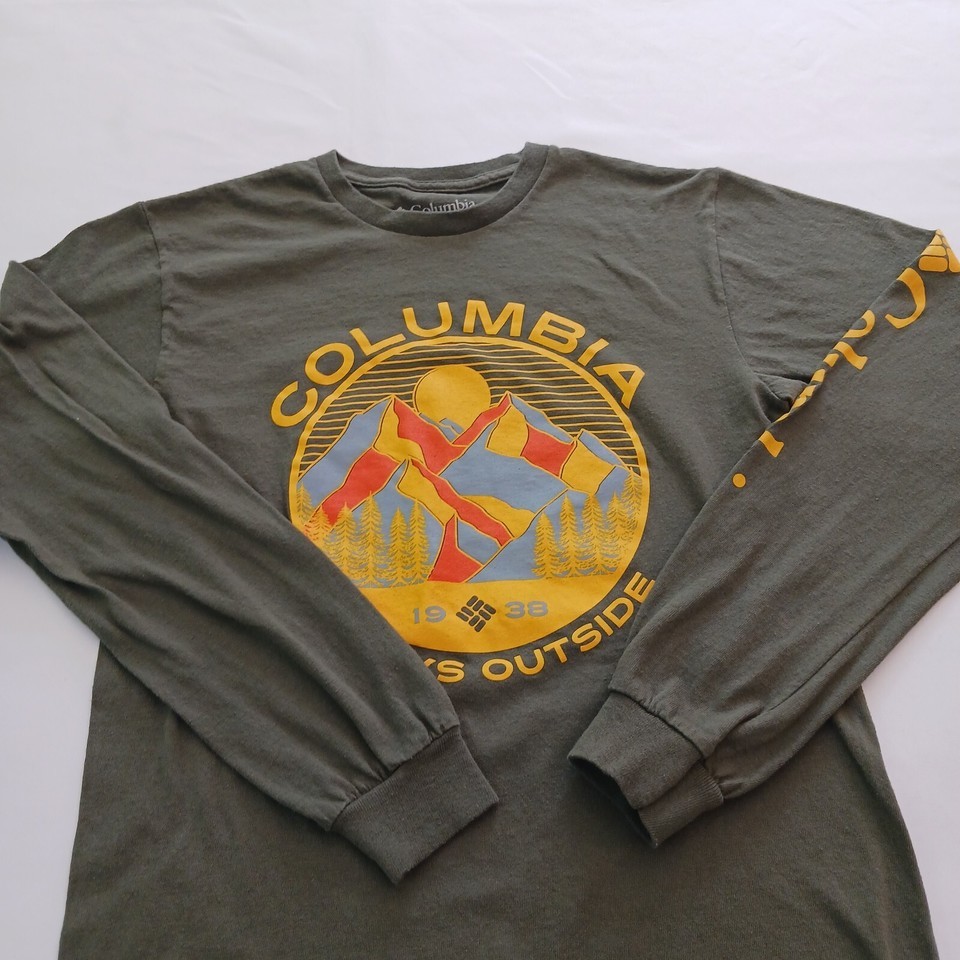 Columbia Always Outside Men's Gray Cotton Mountain Graphic T-Shirt Long Sleeve S Item image 6