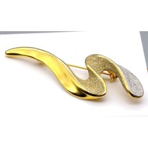 Vintage CIRO Frosted Swoosh Brooch with Shimmer Gold and Silver Diamond Dust - £58.94 GBP