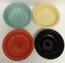 HLC FIESTA USA Ceramic Bowls Set of 4 Black Yellow Turquoise Melon 7&quot; Defects - £23.89 GBP