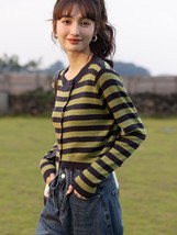 En autumn korean retro oneck irregular single breasted sweater chic female knitted tops thumb200