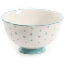 Set of Four (4) Pioneer Woman ~ Teal ~ Retro Polka Dot ~ 6&quot; ~ Stoneware Bowls - £35.87 GBP