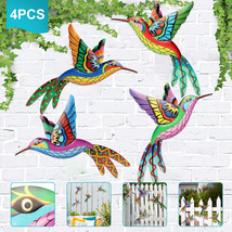 4X Metal Hummingbird Sculpture Hanging Wall Art Decor For Yard Garden Ho... - £25.81 GBP