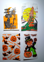 Halloween Candy Trick Or Treat Bags Lot of 4 Haunted Castle Scarecrow Cat Bats - £11.65 GBP