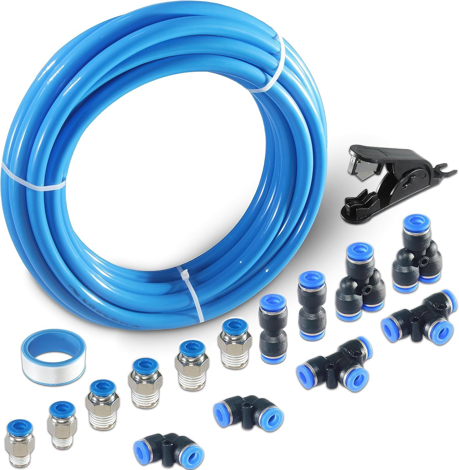 Pneumatic Tubing Blue Pu Air Hose Pipe Tube Kit 1/4&quot; Od 1/6&quot; Id, 1/4 X 1... - $23.97
