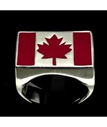 Sterling silver Canadian Flag ring Canada Maple Leaf with Red enamel hig... - £93.40 GBP+