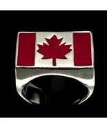 Sterling silver Canadian Flag ring Canada Maple Leaf with Red enamel hig... - $130.00