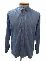 Robert Graham X Men&#39;s Blue Striped Collared Button Down Shirt Size Medium - £36.53 GBP