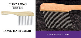 Extra Long Pin Pet Grooming&quot;Poodle Style&quot;Utility Comb Wood Handle Dog Cat Hair - £15.98 GBP