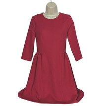 Jack Sheath Dress Size Small Red Boat Neck Mesh Ruffles Zip Up Casual - £31.56 GBP