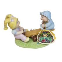 Vintage 1984 Cabbage Patch Kids Porcelain Figurine Girl + Baby On Teeter Totter - $28.50