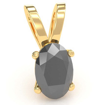 Black Onyx Oval Solitaire Pendant In 14k Yellow Gold - £157.24 GBP
