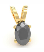 Black Onyx Oval Solitaire Pendant In 14k Yellow Gold - $272.17 CAD