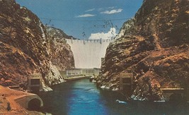 Chrome Postcard B319 Hoover Dam NV AZ Posted 1956 Cancel No Stamp Colora... - $3.96