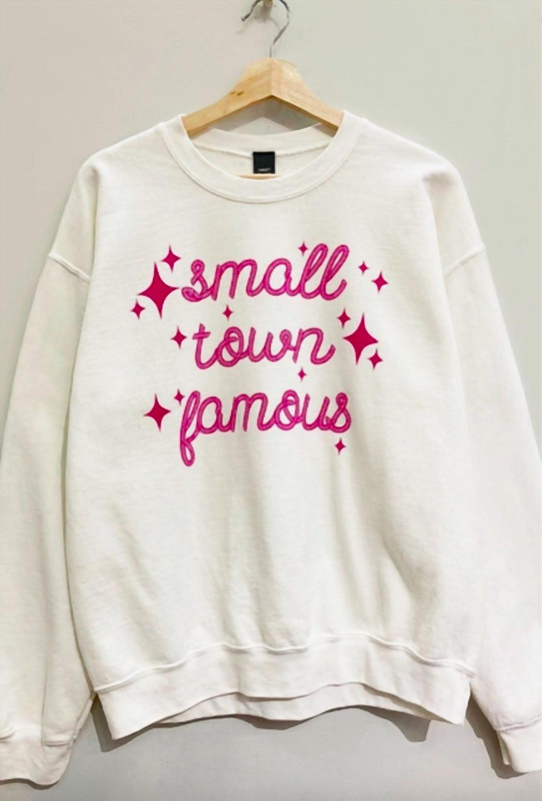 Sweet Claire small town famous sweatshirt in Natural - $30.00