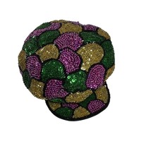 Mardi Gras Hat Handmade Sequins Purple Gold Green Stretchy Back Fits All Szs - £40.82 GBP