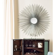 Large ilver unburst Mirror Midcentury Bursting Round Decorative Wall Mou... - $163.34