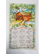 1976 Cloth Wall Calendar Hanging Covered Orange Bridge STAIN Vintage - £5.94 GBP