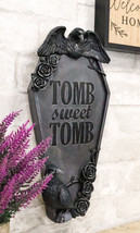 Gothic Raven Crows On Graveyard Tomb Coffin Headstone Black Roses Wall Decor - £20.09 GBP