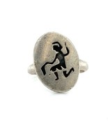 Vintage Signed Sterling Native American Overlay Hopi Dance Tribal Ring s... - $940.83 MXN