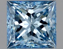 Blue PRINCESS Fancy Vivid 1.71 Cts VS1 Lab Grown CVD Diamond for Ring - $549.00