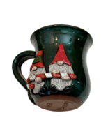 Mudworks Gnome Candy Cane Pottery Mug Green USA 4.5&quot;H Christmas Handmade - $31.68