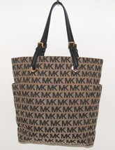 MICHAEL BY MICHAEL KORS BROWN &amp; BLACK SIGNATURE SHOULDER TOTE HANDBAG - £35.88 GBP