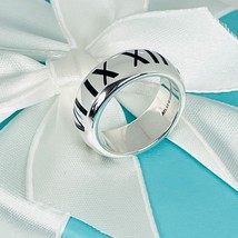 Size 6.5 Tiffany Atlas Ring in Black Enamel Sterling Silver - £179.70 GBP