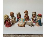 Vtg (8 Pc) Nativity Scene Mary Joseph Angel King Baby Jesus Ceramic 3.5&quot;... - $38.02