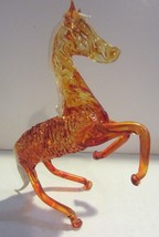 Vintage Amber Art Glass Horse spun glass - $25.60