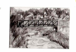 Bridge Over Duncan Creek - Chippewa Falls, WI  - Water- soluble pencil painting - £15.61 GBP