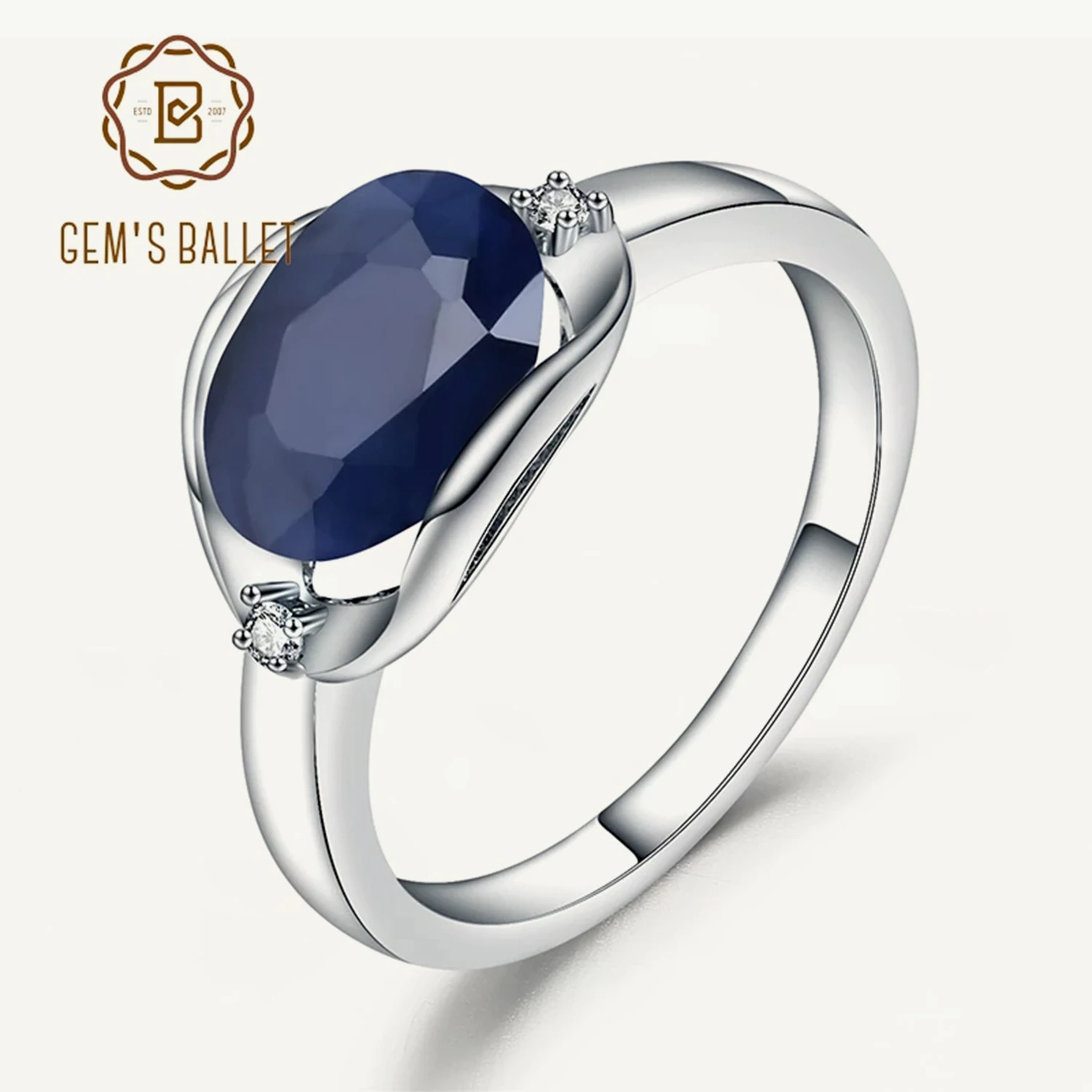 New 3.24Ct Natural Blue Sapphire Rings Real 925 Sterling Silver Classic Oval Rin - $68.28