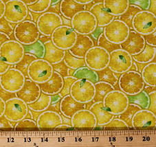 Cotton Lemons Limes Citrus Fruits Yellow Cotton Fabric Print by the Yard D574.80 - £9.40 GBP