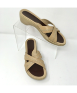Ecco Womens Tan Taupe Leather Top Stitching Accent Slide Sandal Size 8 - $383.54 MXN