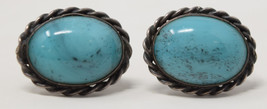 Vintage Southwest Sterling Silver Robin Egg Blue Turquoise Screwback Earrings - £36.76 GBP