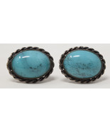 Vintage Southwest Sterling Silver Robin Egg Blue Turquoise Screwback Ear... - $63.63 CAD