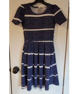 Womens XXS LulaRoe Round Neck Blue/White Short Sleeve Dress - €24,64 EUR
