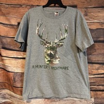 A Hunters Nightmare Camo Deer L Short Sleeve Grey T-Shirt Fruit Of The Loom Tag - £9.90 GBP