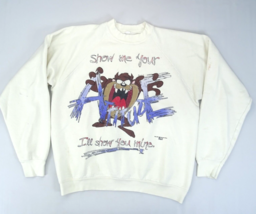 VTG Crewneck Sweatshirt ATTITUDE Looney Tunes Tasmanian Devil Taz 1995 Raglan - $23.70