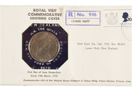 1970 First Day Stamp and Coin New Zealand Mt Cook 1 Dollar Hutt - $18.69